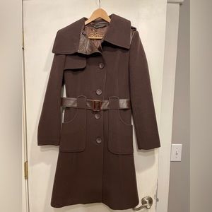 Mackage Brown Wool w/leather accents jacket